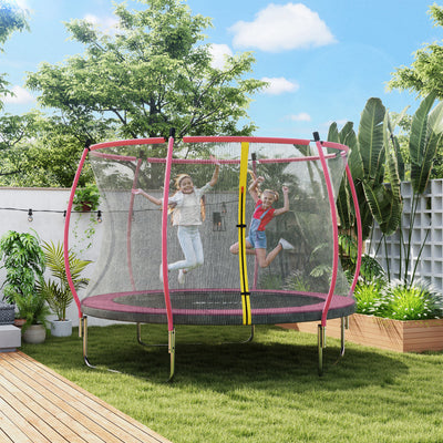 SPORTNOW 10ft Outdoor Trampoline with Enclosure Net, Spring Cover, Pink 