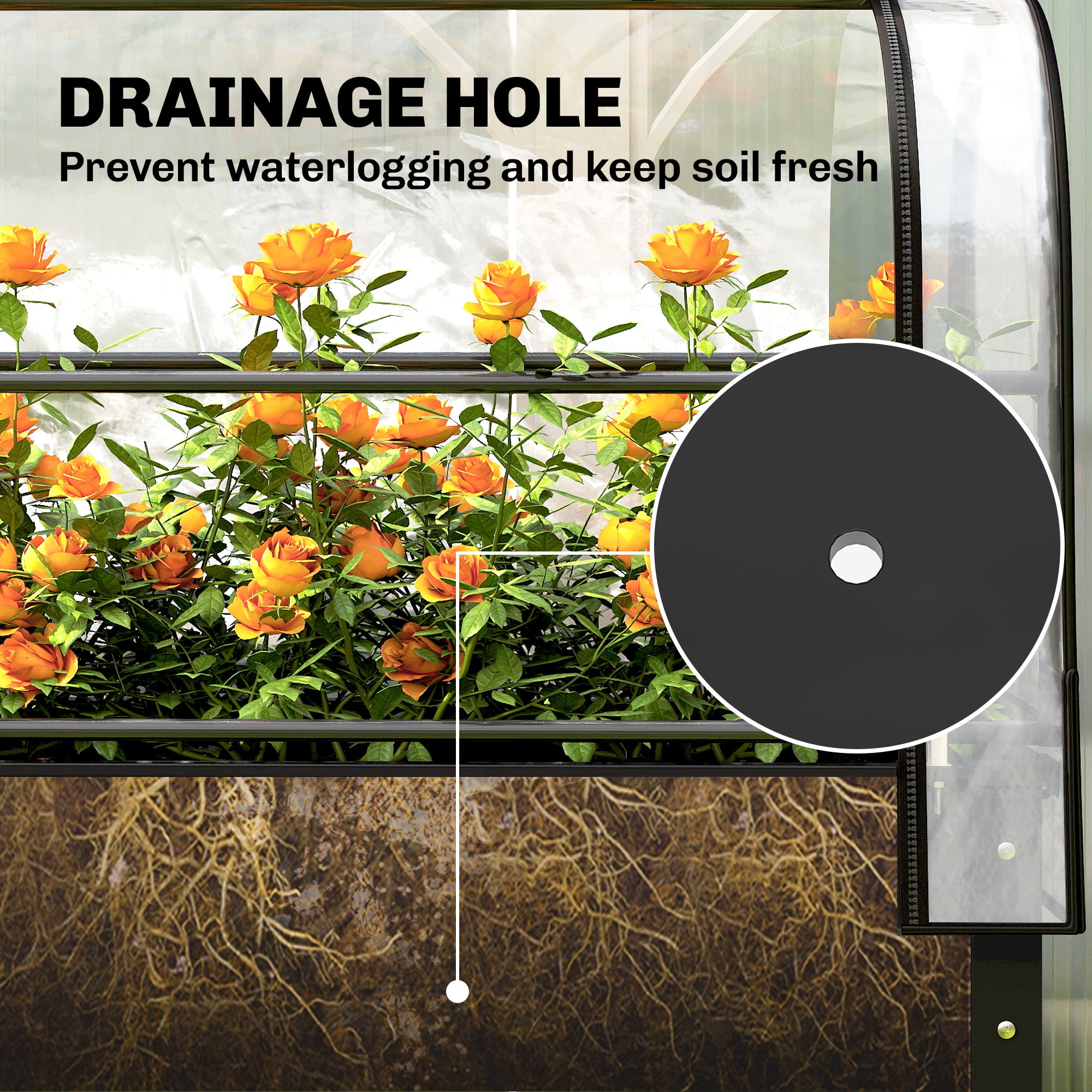 Outsunny Raised Planter with Flip-Up Greenhouse Cover, Metal Raised Garden Bed on Legs with Drainage Hole, Black 