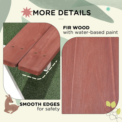 Outsunny Kids Picnic Table, Wooden Table and Bench Set, Kids Garden Furniture for Patio Aged 3-8 Years Old, Brown 