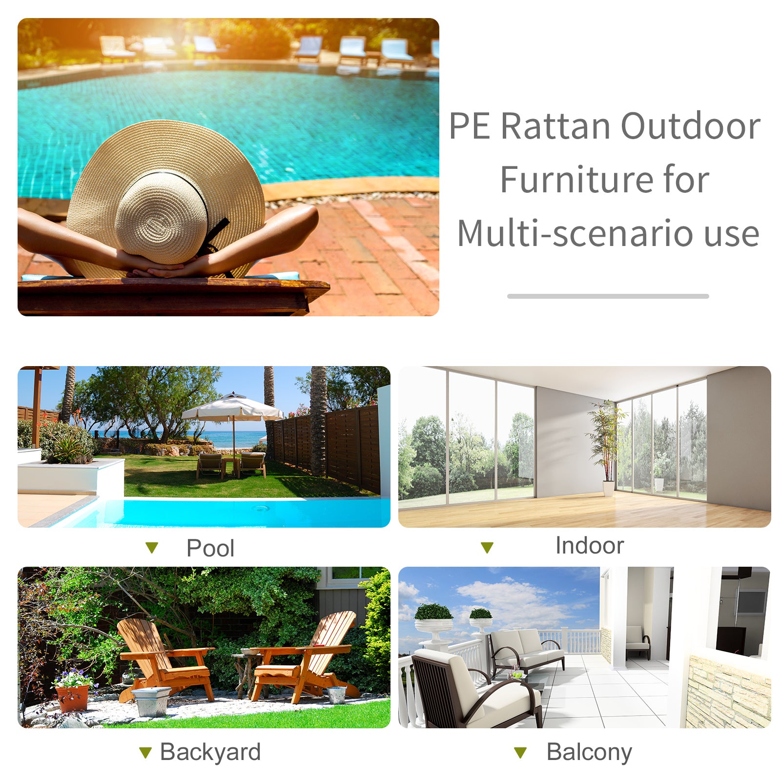 Outsunny Outdoor Foldable PE Rattan Sun Lounger with Soft Padded Cushion, Ergonomic Curved Design Sun Bed for Garden, Balcony, Garden, Brown 