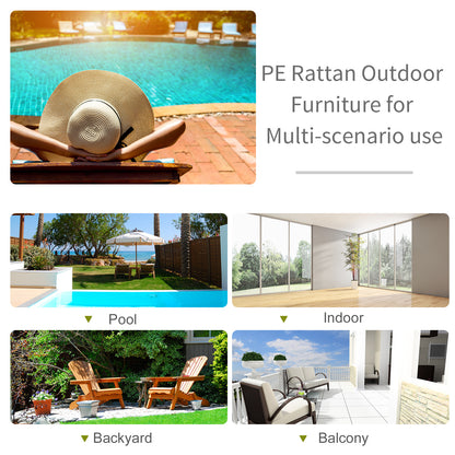 Outsunny Outdoor Foldable PE Rattan Sun Lounger with Soft Padded Cushion, Ergonomic Curved Design Sun Bed for Garden, Balcony, Garden, Brown 