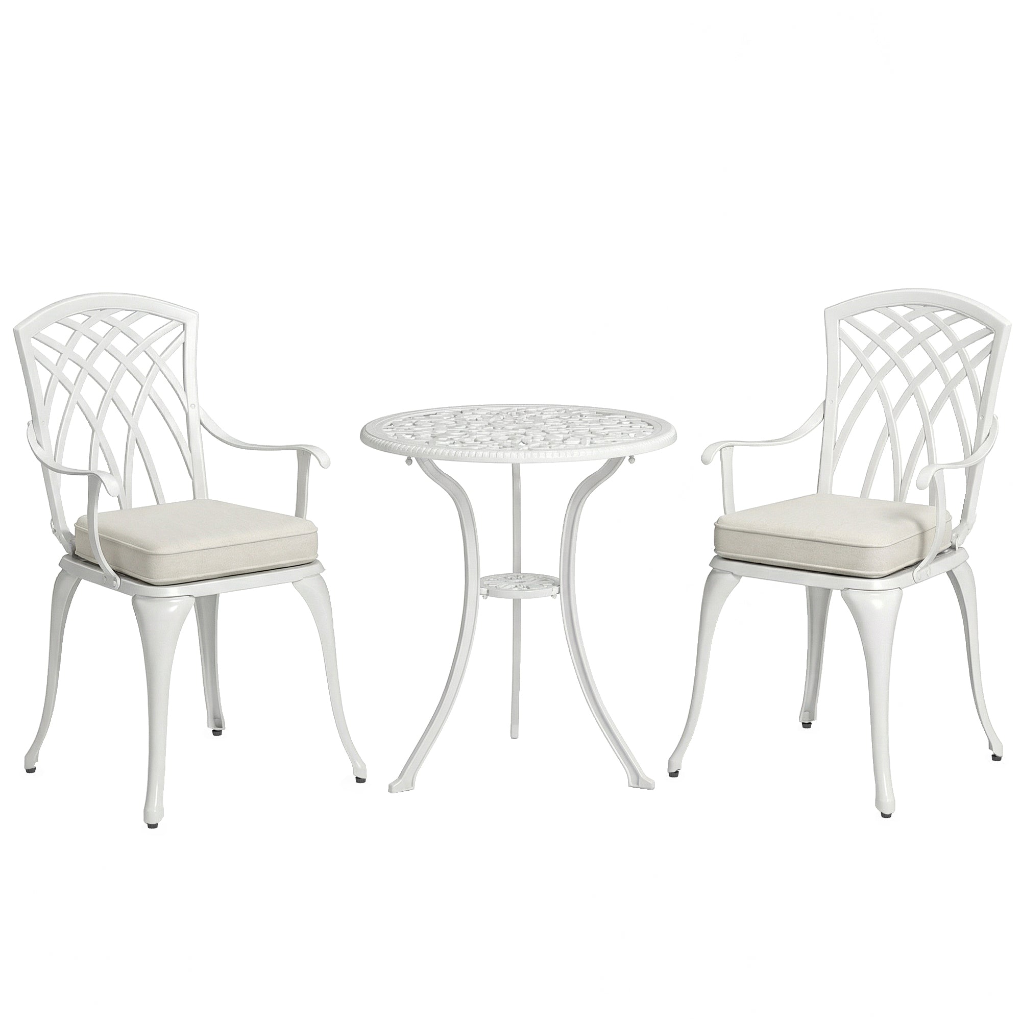 Outsunny Three-Piece Cast Aluminium Bistro Set - White 