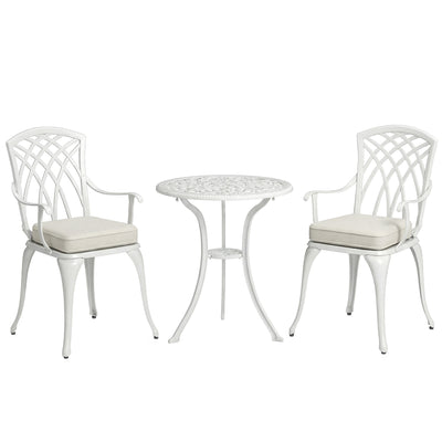 Outsunny Three-Piece Cast Aluminium Bistro Set - White 