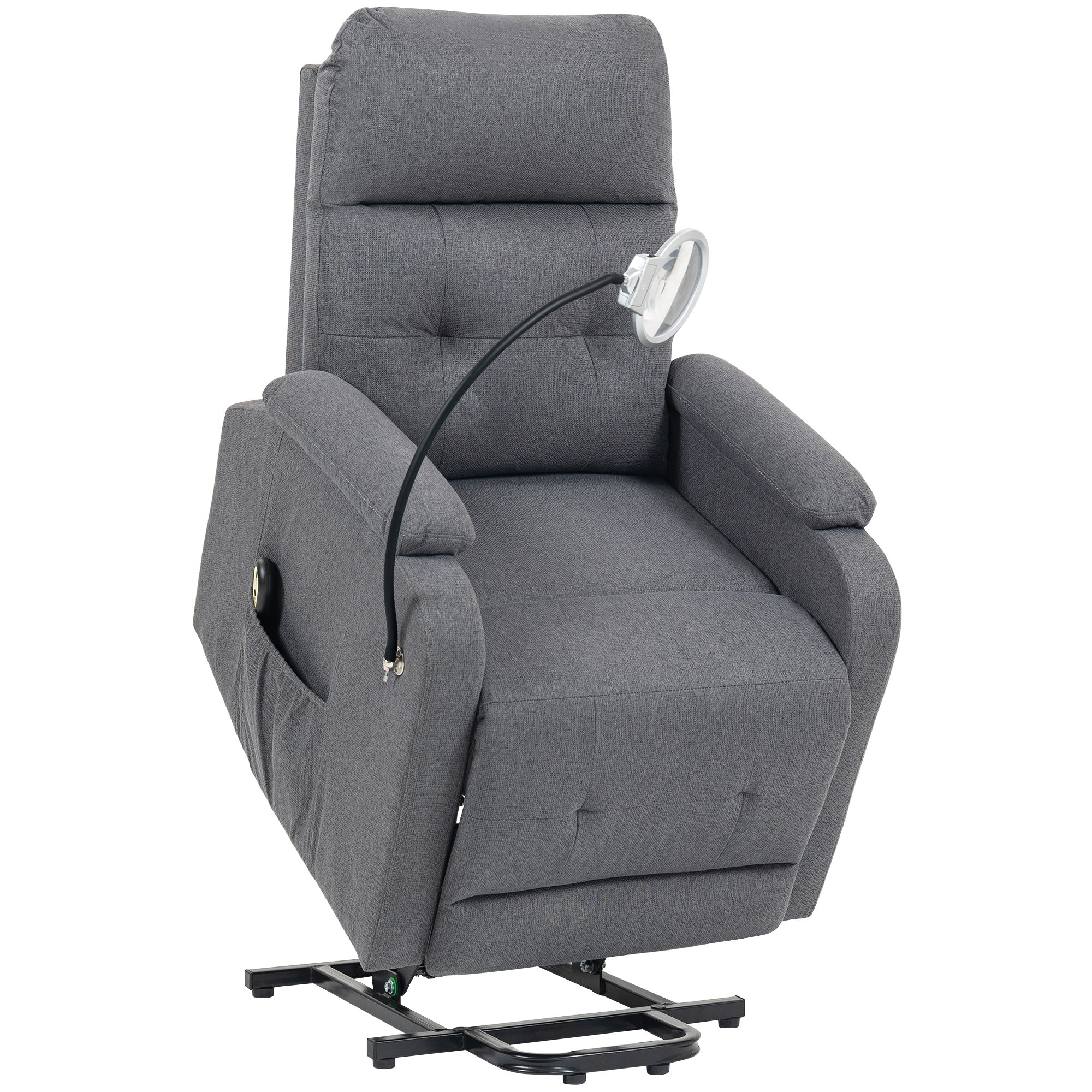 HOMCOM Electric Rise/Recline Armchair, with Reading Light - Grey
