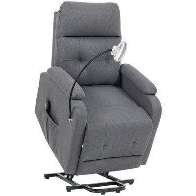 HOMCOM Electric Rise/Recline Armchair, with Reading Light - Grey 