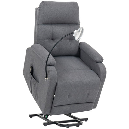 HOMCOM Electric Rise/Recline Armchair, with Reading Light - Grey