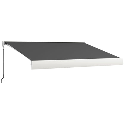 Outsunny 4 x 3(m) Electric Retractable Awning with Remote Controller, Aluminium Frame Sun Canopies for Patio Door Window 