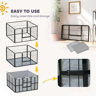 PawHut Steel Dog Whelping Box with Washable Pee Pad, Windproof Cloth, Lockable Door, for Small & Medium Dogs, 102 x 102 x 60cm 