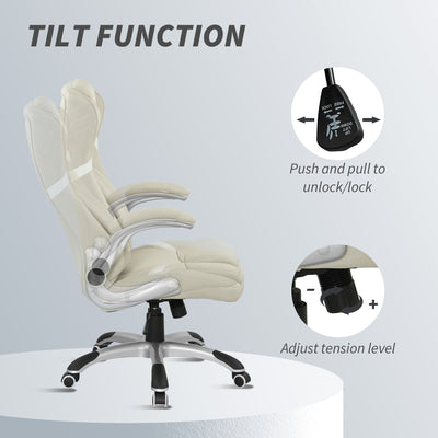 Vinsetto Linen-Look Office Chair, with Adjustable Height and Tension - Beige 