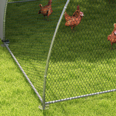 PawHut Galvanised Outdoor Chicken Coop, with Cover, for 8-12 Chickens, Hens, Ducks, Rabbits, 3 x 3.8 x 2.2m - Silver Tone 