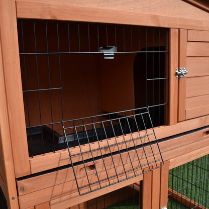 PawHut Rabbit Hutch Outdoor Guinea Pig Hutch 2-Tier Bunny Cage with No-Leak Tray 100.5 x 55 x 101 cm 