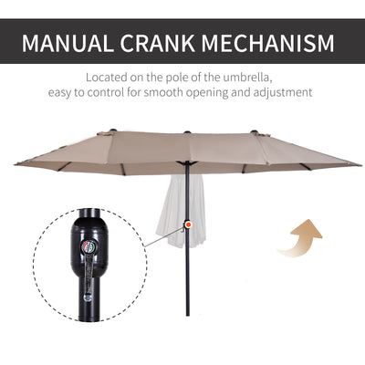 Outsunny 4.6m Double-Sided Patio Parasol Sun Umbrella-Tan 