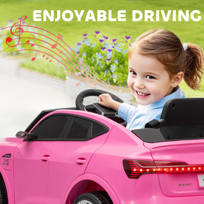 HOMCOM 12V Kids Electric Ride on, Electric Car for Kids with Parental Remote, Music, Lights, Suspension Wheels, Pink 