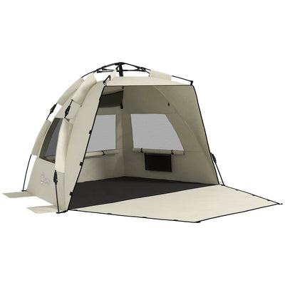 Outsunny Three-Man UPF15+ Beach Tent, with Extended Floor - Green 