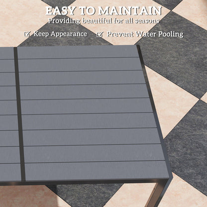 Outsunny 7 Piece Garden Dining Set, Outdoor Furniture Set with 6 Stackable Chairs and 150 cm Rectangle Table, WPC Slatted Top, Rust-Resistant Steel Frame, for Garden, Porch, Terrace 