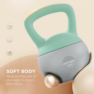 SPORTNOW 2 x 8kg Soft Kettlebell, Kettle Bell with Non-Slip Handle, for Home Gym, Strength Training, Cardio - Grey and Green 
