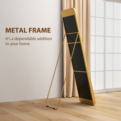 HOMCOM 40 x 160 cm Rectangular Full Length Mirror - Gold Tone 