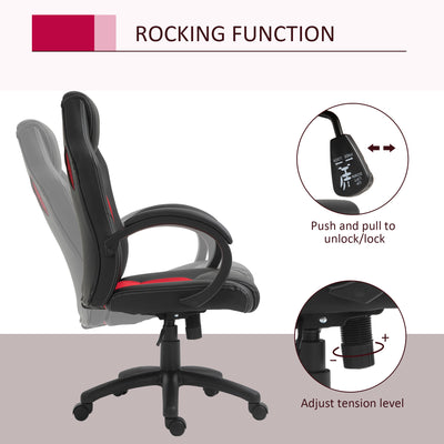 Vinsetto High-Back Office Chair Faux Leather Swivel Computer Desk Chair for Home Office with Wheels Armrests Black 
