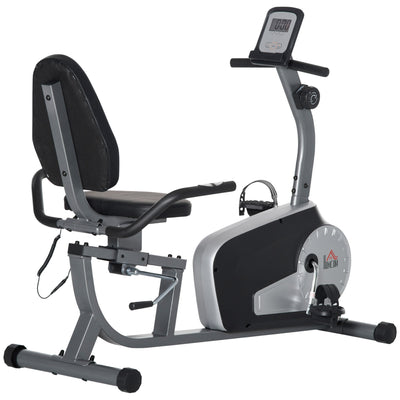 HOMCOM Exercise Bike with LCD Display, Stationary Bike with Quiet 8-Level Magnetic Resistance, Adjustable Seat and Backrest, Indoor Cycling Exercise Equipment for Home Gym Fitness Workout Training 