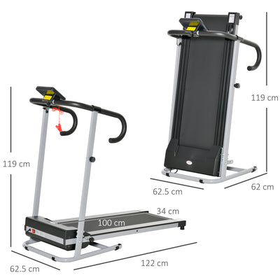 HOMCOM 1.25HP Motorised Electric Treadmill, 10km/h Folding Running Machine, Gym Fitness Exercise with LCD Monitor, Grey 