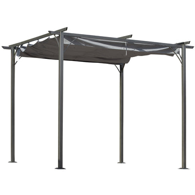 Outsunny 3 x 3(m) Metal Pergola with Retractable Roof, Garden Gazebo Metal Pergola Canopy. Outdoor Sun Shade Shelter for Party BBQ, Grey 