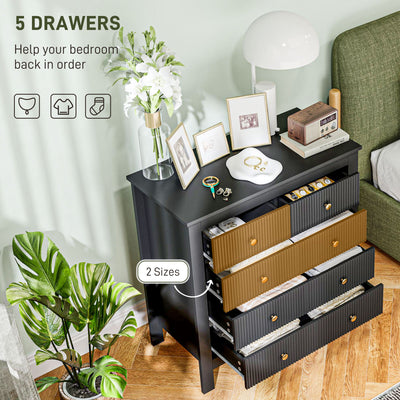 HOMCOM Elegant Chest of Five Drawers - Black 