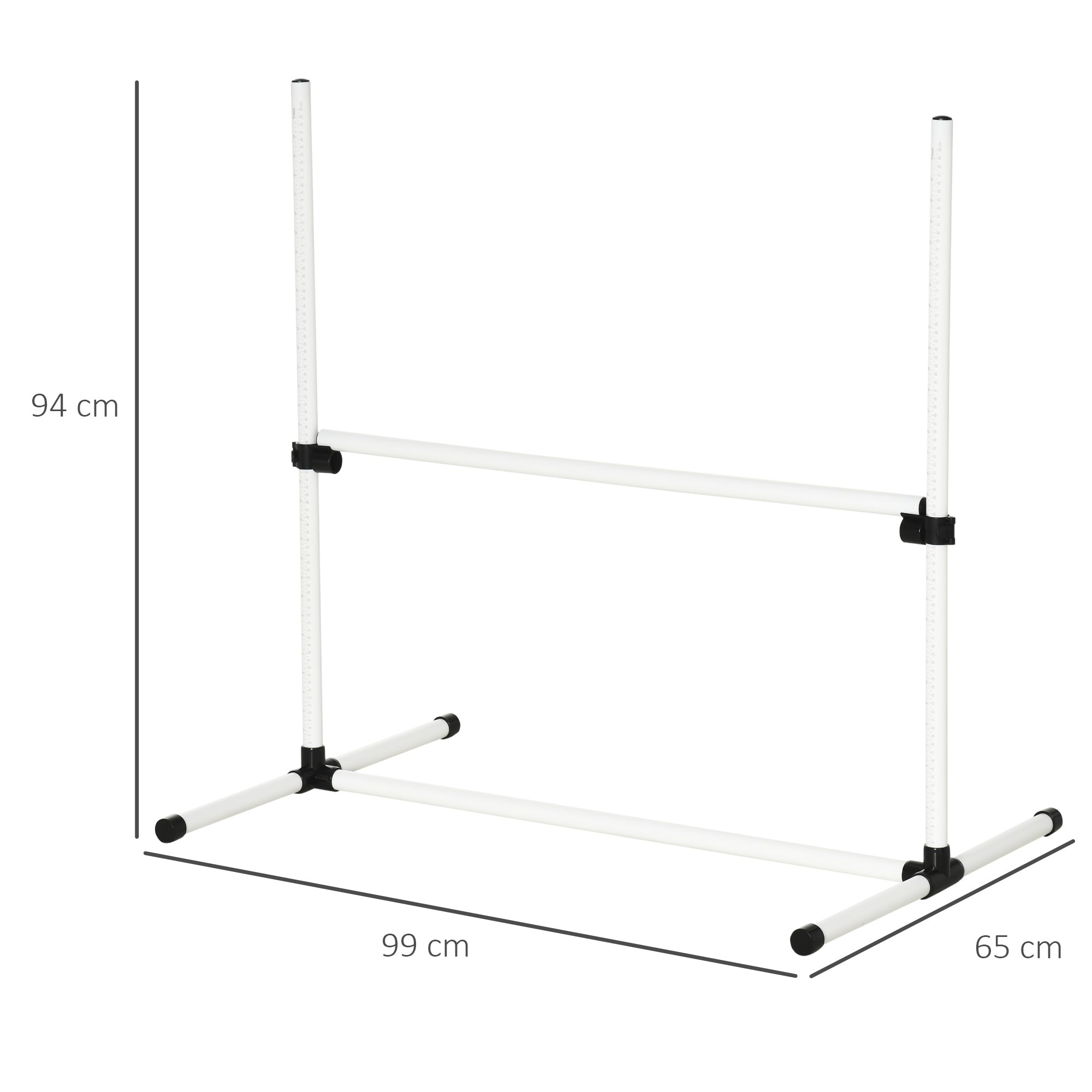 PawHut 4 Pieces Dog Agility Training Equipment, Adjustable Height Jumps Hurdle with Carrying Bag for Outdoor, White 