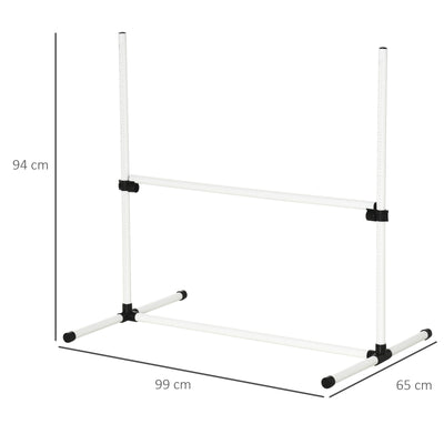PawHut 4 Pieces Dog Agility Training Equipment, Adjustable Height Jumps Hurdle with Carrying Bag for Outdoor, White 