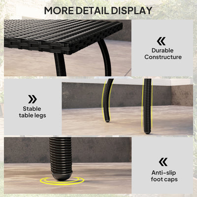 Outsunny PE Wicker Rattan Garden Coffee Table - Black 