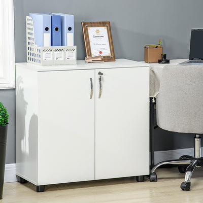 Vinsetto Two-Tier Locking Office Storage Cabinet - White 