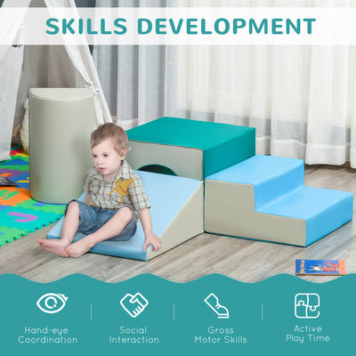 HOMCOM 4-Piece Soft Play Set for Toddlers 1-3 Years, Multi-colored 