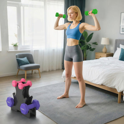 SPORTNOW Hex Dumbbells Set with Dumbbell Rack, Hand Weights for Strength Training Weight Lifting, 2 x 1kg, 2 x 3kg, 2 x 5kg 