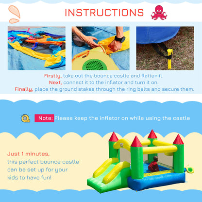 HOMCOM Nylon Inflatable Bouncy Castle Multi-Colour 