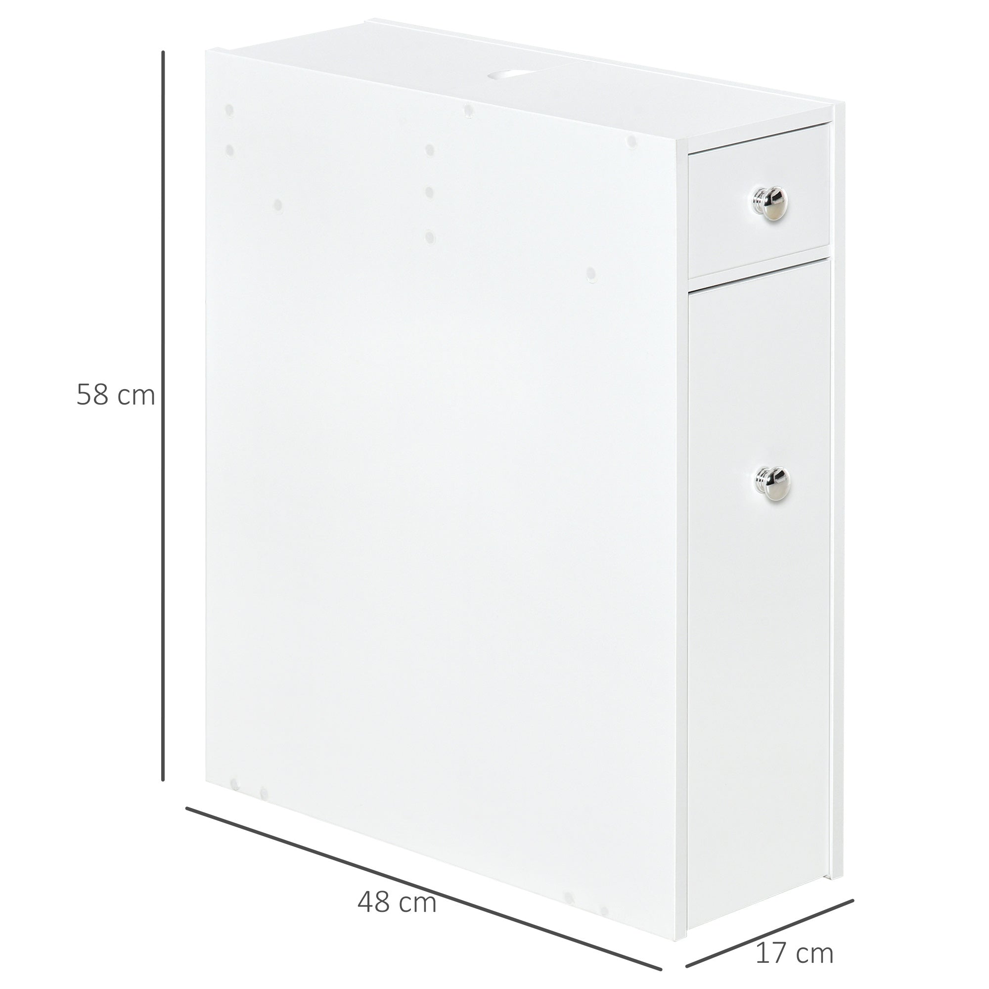HOMCOM Bathroom Slim Floor Cabinet Narrow Wooden Storage Home Bath Toilet Cupboard Organiser Unit with Drawers White 