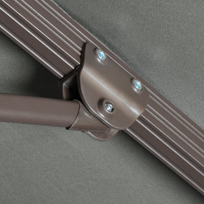 Outsunny 3(m) Cantilever Parasol 360\'c2\'b0 Rotation Roma Umbrella Hanging Sun Shade with Aluminium Frame, Tilt Crank, 8 Ribs and Cross Base, Dark Grey