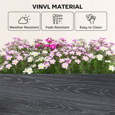 Outsunny Vinyl Raised Garden Bed Kit, 3 x 3 x 1ft Modular Elevated Garden Box with Slotting Legs and Open Bottom, Dark Grey 