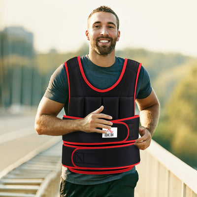 HOMCOM 20kg Weighted Vest, Adjustable Running Weight Vest with 38 Weight Bags for Men or Women Cardio Exercise, Black and Red 