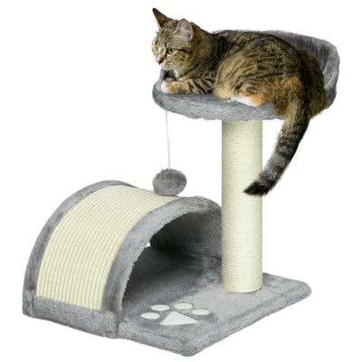 PawHut Cat Tree, Kitten Scratcher Activity Centre, with Sisal Scratching Post, Toy Ball - Grey 