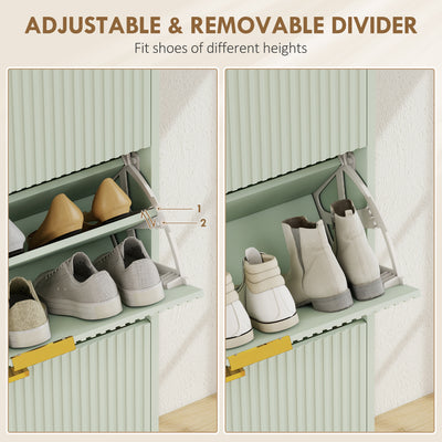 HOMCOM Elegant Three-Drawer Shoe Cabinet - Light Green