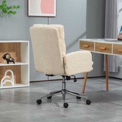 HOMCOM 91-99cm Sherpa Fleece Office Chair - Cream White 