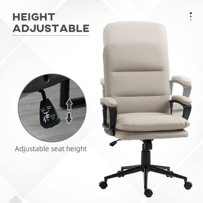 Vinsetto Office Chair, PU Leather Computer Desk Chair Office Chair with Adjustable Height and Swivel Rolling Wheels for Work Study, Light Grey 
