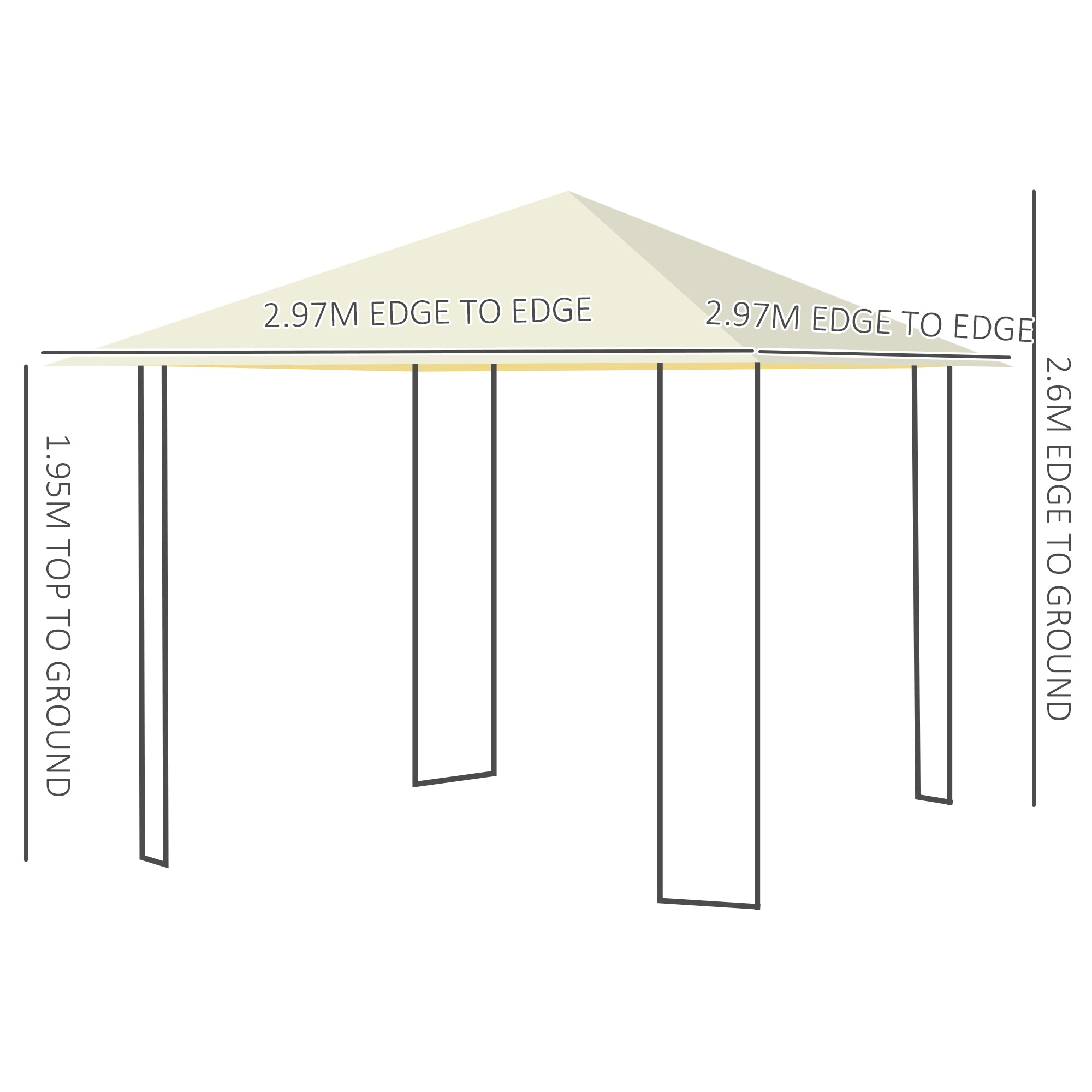 Outsunny 3 x 3 Meters Patio Garden Metal Gazebo Marquee Steel Frame with Canopy Awning Tent Water Resistant Cream 