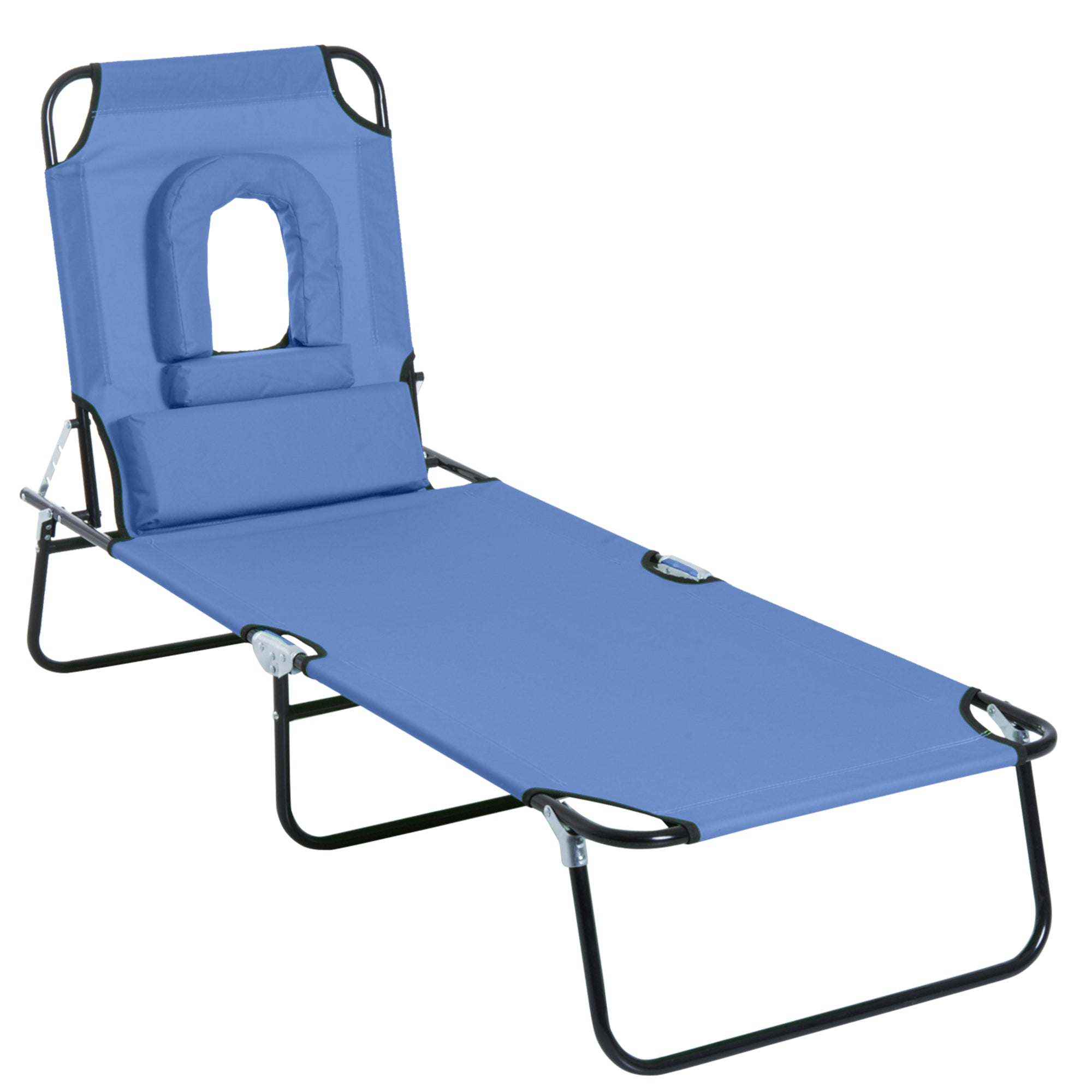 Outsunny Reading Hole Sun Lounger - Blue 