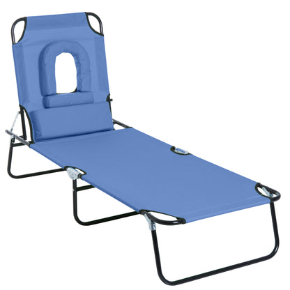 Outsunny Reading Hole Sun Lounger - Blue 