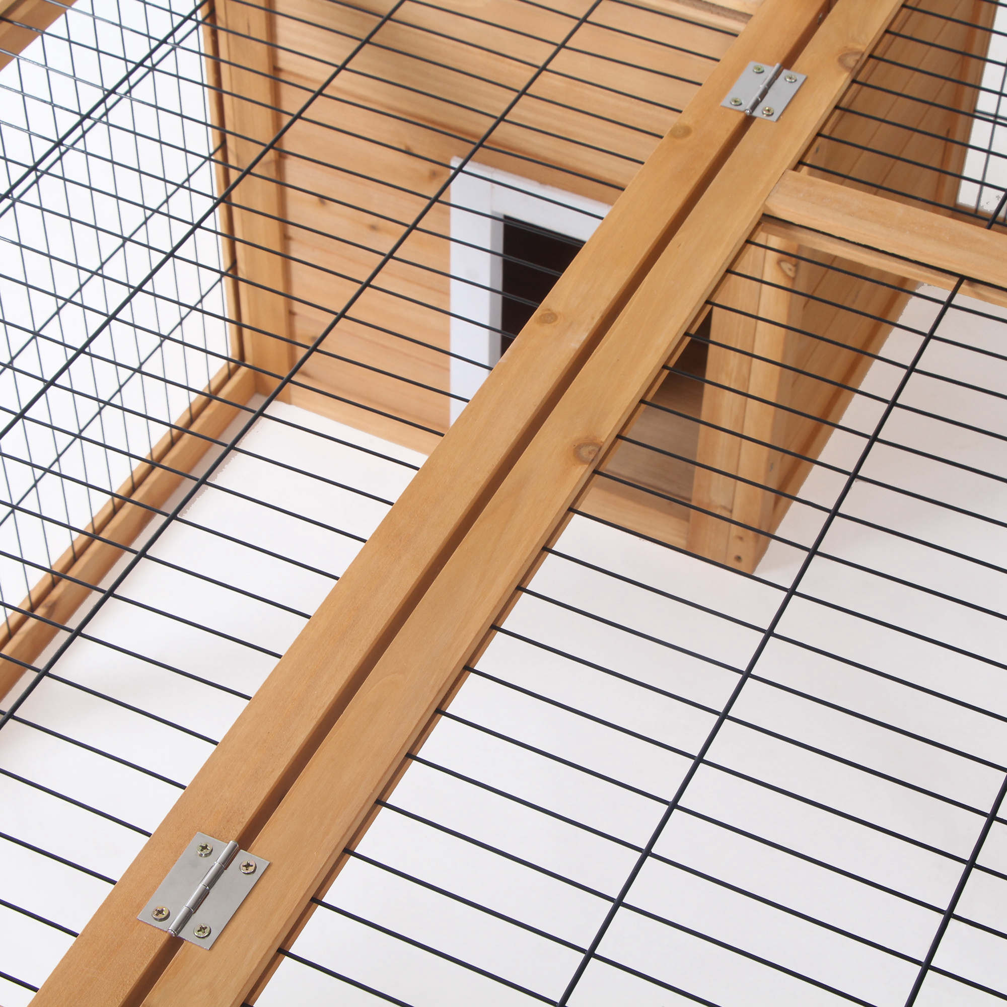 PawHut Rabbit Hutch Outdoor, Guinea Pig House, Bunny Run Cage with Openable Top for 1–2 Rabbits, Yellow 