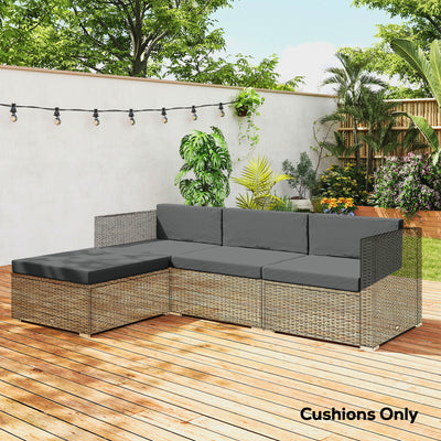 Outsunny 7-Piece Patio Furniture Cushions, Outdoor Loveseat Cushion with Removable Covers for Rattan Furniture, 60x60 cm, Dark Grey 