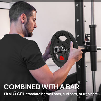 SPORTNOW Olympic Weight Plates, 2"/5cm Weight Disc Pair with Tri-Grips, 2 x 10kg Dumbbell Plates for Weightlifting and Strength Training Home Gym Fitness Workout, Black 