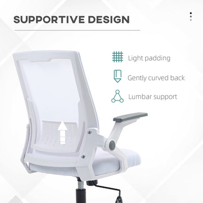 Vinsetto Office Chair, with Lumbar Support - White 