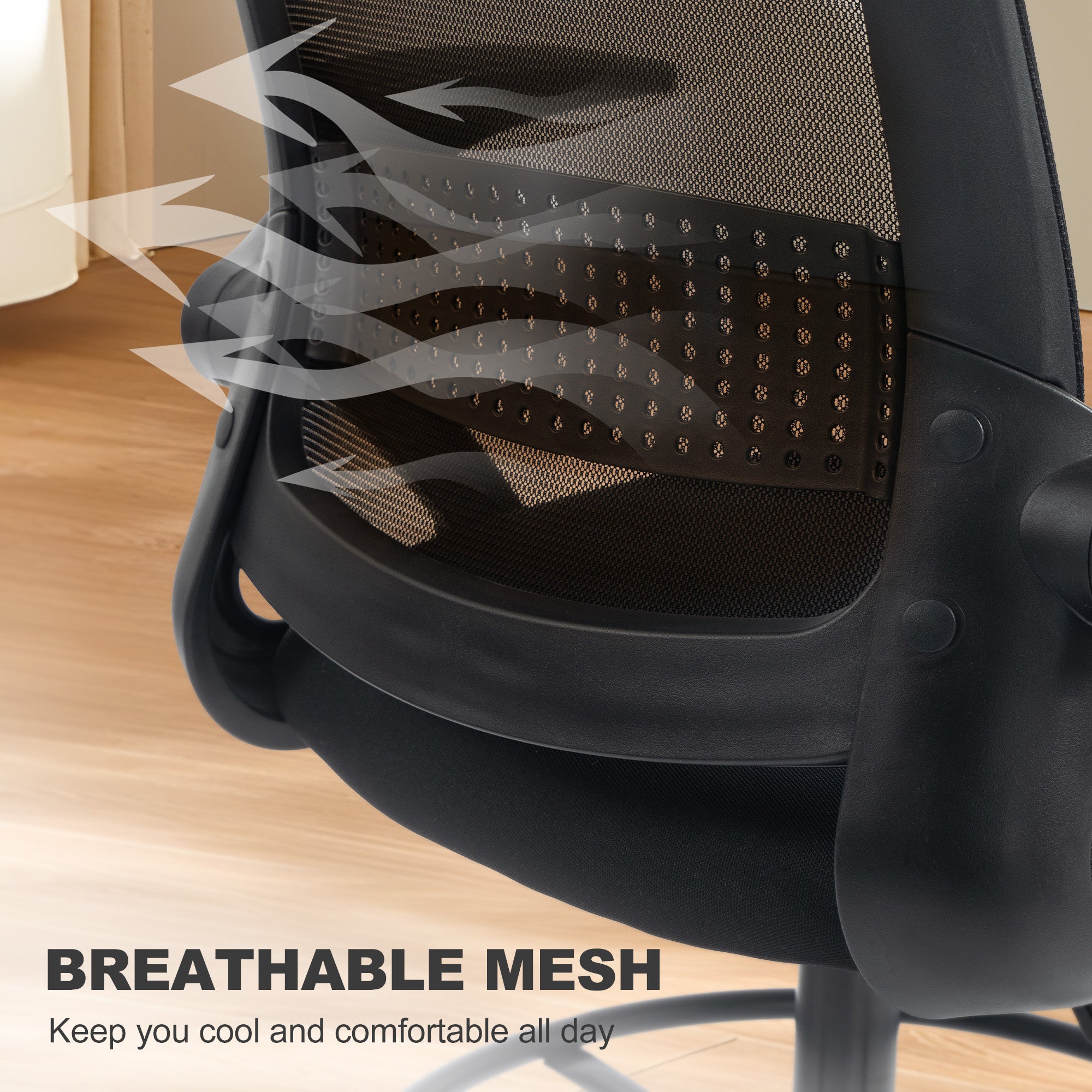 HOMCOM Painting Chair, Mesh Computer Desk Chair with Flip-up Armrests, Black 