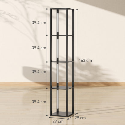 HOMCOM Floor Lamp with Shelves, 4 Layer Dimmable Column Modern Standing Lamp with 3 Brightness Levels and Foot Switch for Living Room, Bedroom, Office, Black